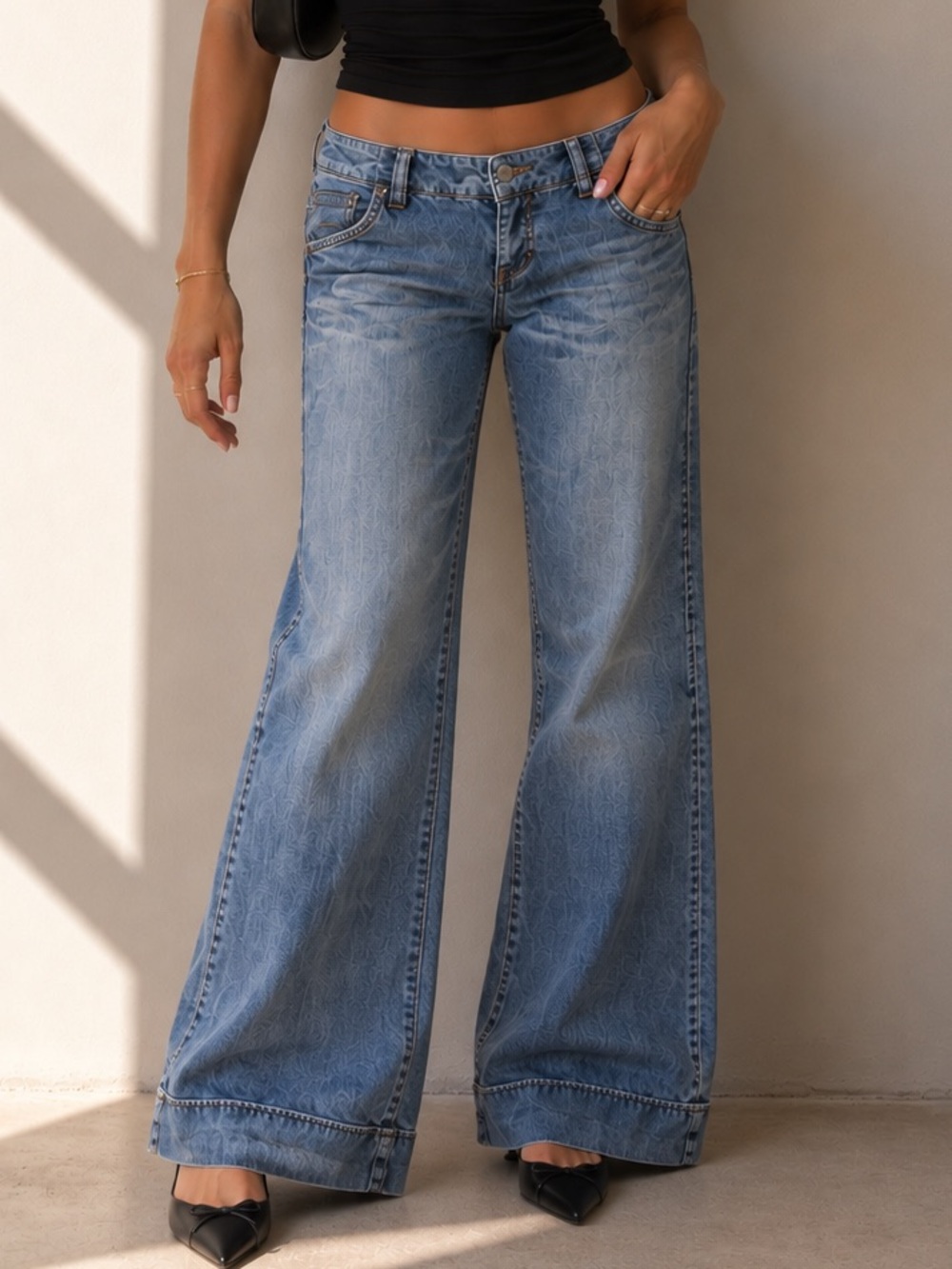 Y2K Level 99 Low Rise Wide Leg Jeans